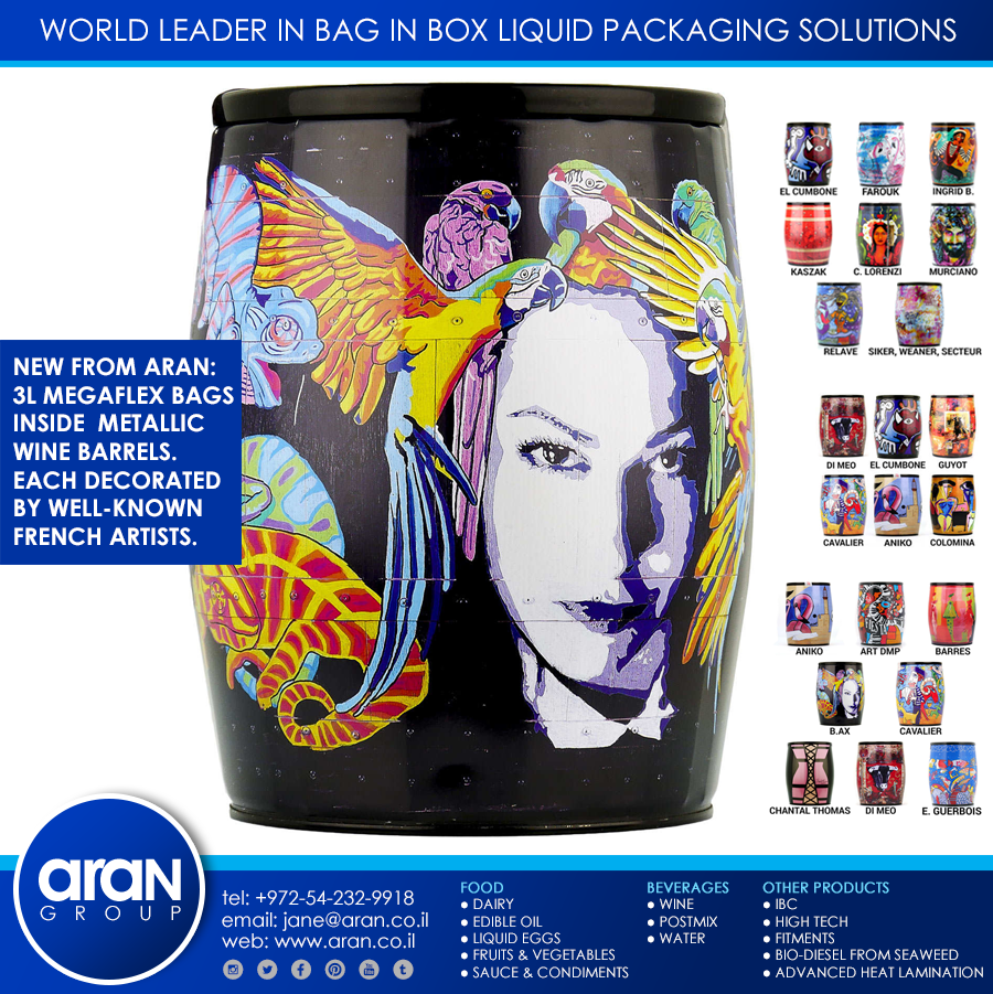 ARAN 3L MEGAFLEX BAGS INSIDE METALLIC WINE BARRELS