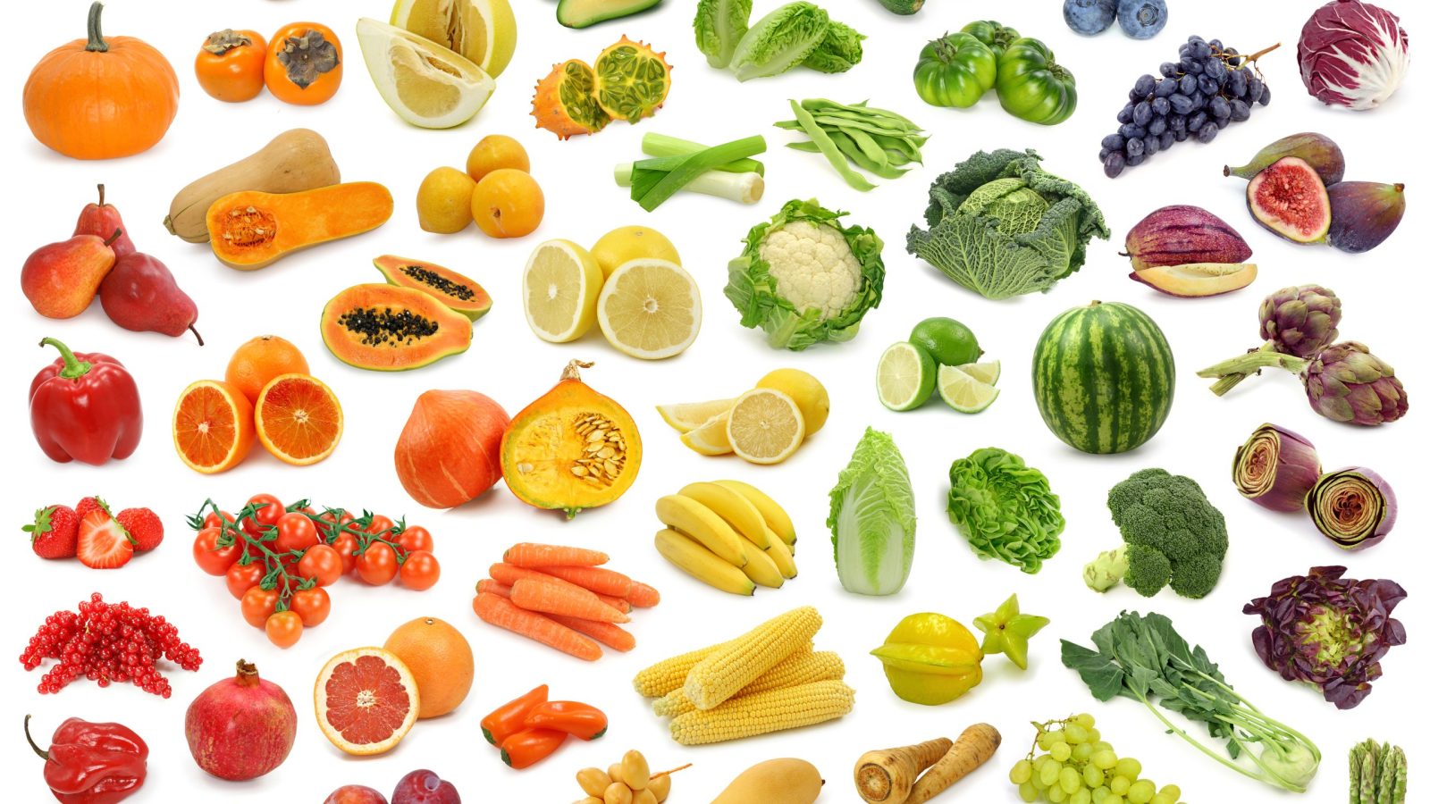 Rainbow collection of fruits and vegetables